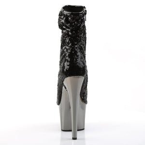 ADORE-1008SQ 7" Black Sequin Pole Dance Platform Ankle Boots