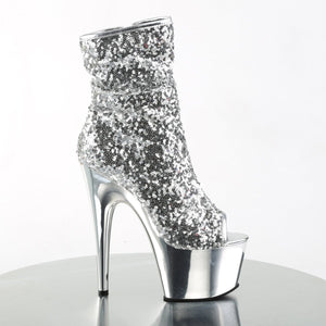 ADORE-1008SQ 7" Heel Silver Sequins Pole Dancing Ankle Boots