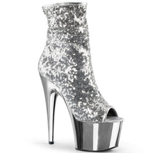 Load image into Gallery viewer, ADORE-1008SQ 7&quot; Heel Silver Sequins Pole Dancing Ankle Boots