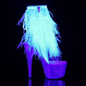 ADORE-1017MFF 7Inch Clear White Marabou Strippers Ankle Boot