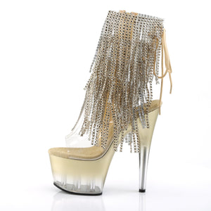 ADORE-1017RSFT 7" Heel Clear Gold Pole Dancing Ankle Boots