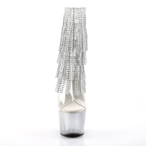 ADORE-1017RSFT 7" Heel Clear Silver Strippers Ankle Boots