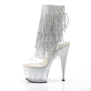 ADORE-1017RSFT 7" Heel Clear Silver Strippers Ankle Boots