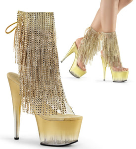 ADORE-1017RSFT 7" Heel Clear Gold Pole Dancing Ankle Boots