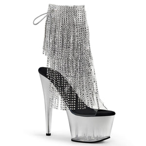 ADORE-1017RSFT 7" Heel Clear Silver Strippers Ankle Boots