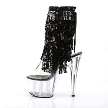 Load image into Gallery viewer, ADORE-1017SQF 7&quot; Heel Clear Black Holo Sexy Ankle Boots