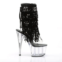 Load image into Gallery viewer, ADORE-1017SQF 7&quot; Heel Clear Black Holo Sexy Ankle Boots