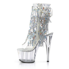 Load image into Gallery viewer, ADORE-1017SQF 7&quot; Heel Clear Silver Pole Dancing Ankle Boots