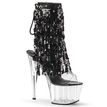 Load image into Gallery viewer, ADORE-1017SQF 7&quot; Heel Clear Black Holo Sexy Ankle Boots