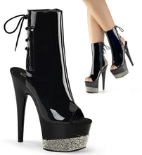 Load image into Gallery viewer, ADORE-1018-3 7&quot; Heel Black and Pewter Strippers Ankle Boots