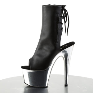 ADORE-1018 Pleasers 7 Inch Heel Black Strippers Ankle Boots