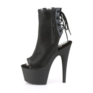 ADORE-1018 7 Inch Heel Black Quilted Strippers Ankle Boots