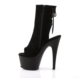 ADORE-1018 Pleaser 7" Heel Black Suede Strippers Ankle Boots