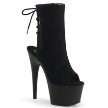 Load image into Gallery viewer, ADORE-1018 Pleaser 7&quot; Heel Black Suede Strippers Ankle Boots