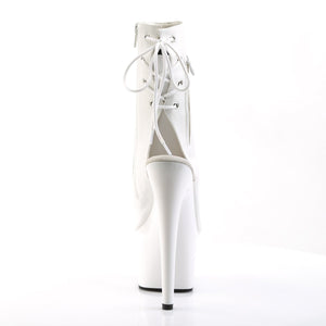 ADORE-1018 Pleasers 7 Inch Heel White Strippers Ankle Boots