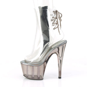 ADORE-1018CT 7" Clear and Smoke Tinted Strippers Ankle Boots