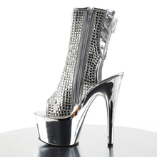 Load image into Gallery viewer, ADORE-1018DCS Pleasers 7&quot; Heel Silver Strippers Ankle Boots