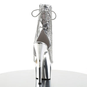 ADORE-1018DCS Pleasers 7" Heel Silver Strippers Ankle Boots