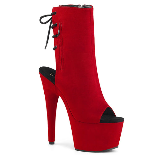 ADORE-1018FS Pleasers 7 Inch Heel Red Strippers Ankle Boots