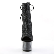 Load image into Gallery viewer, ADORE-1018G 7 Inch Heel Black Glitter Strippers Ankle Boots