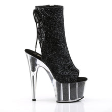 Load image into Gallery viewer, ADORE-1018G 7 Inch Heel Black Glitter Strippers Ankle Boots