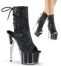 Load image into Gallery viewer, ADORE-1018G 7 Inch Heel Black Glitter Strippers Ankle Boots