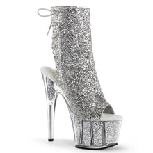 Load image into Gallery viewer, ADORE-1018G 7 Inch Heel Silver Glitter Strippers Ankle Boots