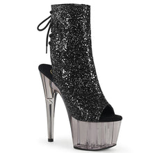 Load image into Gallery viewer, ADORE-1018GT 7 Inch Heel Black Glitter Strippers Ankle Boots