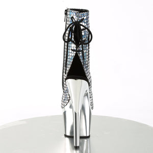 ADORE-1018MSC 7" Heel Silver Hologram Strippers Ankle Boots