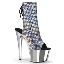 Load image into Gallery viewer, ADORE-1018MSC 7&quot; Heel Silver Hologram Strippers Ankle Boots