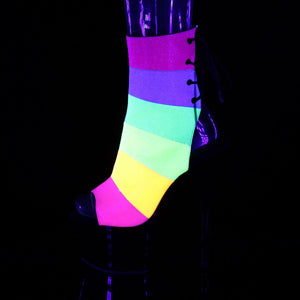 ADORE-1018RBG 7" Rainbow Multi Glitter Strippers Ankle Boots