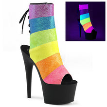 Load image into Gallery viewer, ADORE-1018RBG 7&quot; Rainbow Multi Glitter Strippers Ankle Boots