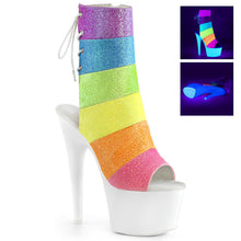 Load image into Gallery viewer, ADORE-1018RBG 7&quot; Heel Rainbow Glitter Strippers Ankle Boots