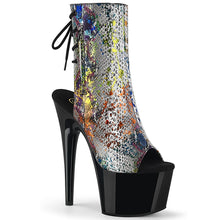 Load image into Gallery viewer, ADORE-1018SP 7&quot; Heel Multi-Color Snake Strippers Ankle Boots