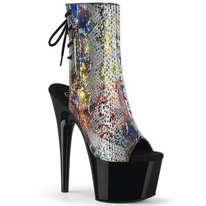 ADORE-1018SP 7" Heel Multi-Color Snake Strippers Ankle Boots