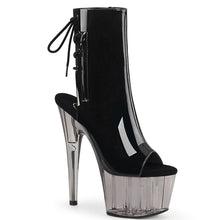 Load image into Gallery viewer, ADORE-1018T 7&quot; Heel Black Smoke Tinted Strippers Ankle Boots