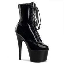 Load image into Gallery viewer, ADORE-1020 7&quot; Heel Black Patent Exotic Dancing Ankle Boots