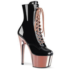 Load image into Gallery viewer, ADORE-1020 7&quot; Heel Black &amp; Rose Gold Exotic Dance Ankle Boot