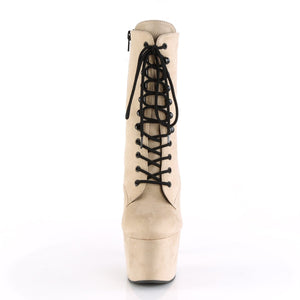 ADORE-1020FS Pleaser 7" Heel Beige Exotic Dancer Ankle Boots