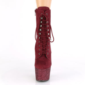 ADORE-1020FSMG 7" Heel Burgundy Exotic Dancing Ankle Boots