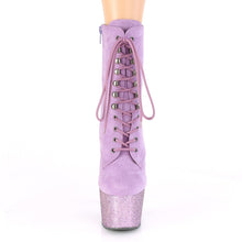 Load image into Gallery viewer, ADORE-1020FSMG Pleaser 7&quot; Heel Purple Glitter Ankle Boots