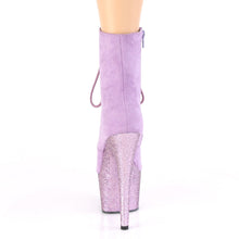 Load image into Gallery viewer, ADORE-1020FSMG Pleaser 7&quot; Heel Purple Glitter Ankle Boots