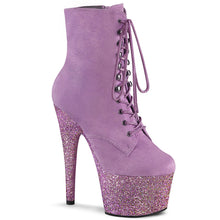 Load image into Gallery viewer, ADORE-1020FSMG Pleaser 7&quot; Heel Purple Glitter Ankle Boots