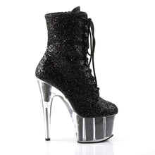 Load image into Gallery viewer, ADORE-1020G 7&quot; Heel Black Glitter Exotic Dancing Ankle Boots