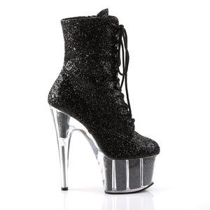 ADORE-1020G 7" Heel Black Glitter Exotic Dancing Ankle Boots