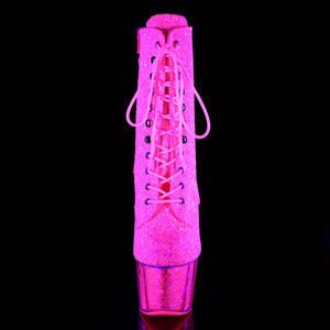 ADORE-1020G 7" Neon Pink Glitter Exotic Dancer Ankle Boots