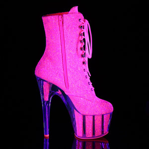 ADORE-1020G 7" Neon Pink Glitter Exotic Dancer Ankle Boots