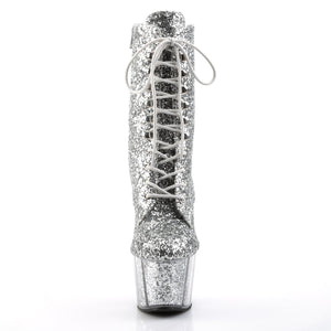 ADORE-1020G 7" Heel Silver Glitter Exotic Dancing Ankle Boot