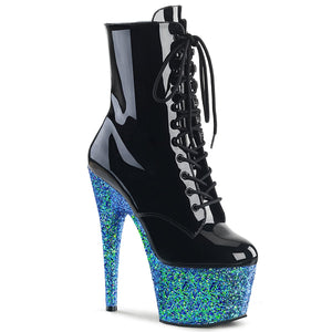 ADORE-1020LG 7" Heel Black Blue Exotic Dancer Ankle Boots