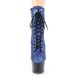 ADORE-1020MG 7 Inch Blue Glitter Black Pole Dance Ankle Boot